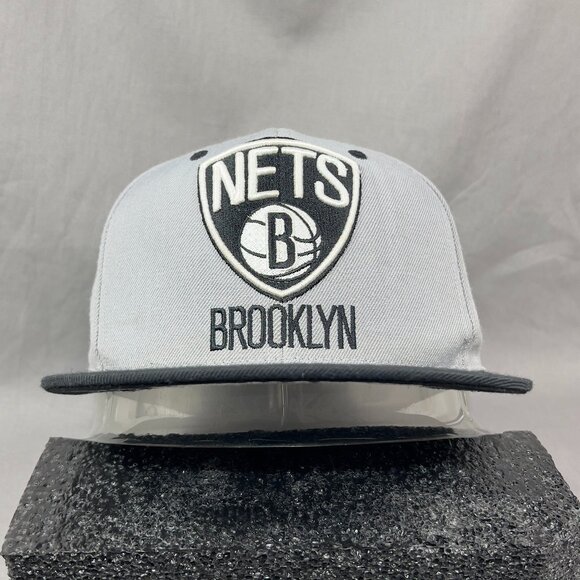 Mitchell & Ness Brooklyn Nets NBA Snapback Hat Gray Adjustable Basketball Mens - Picture 4 of 16